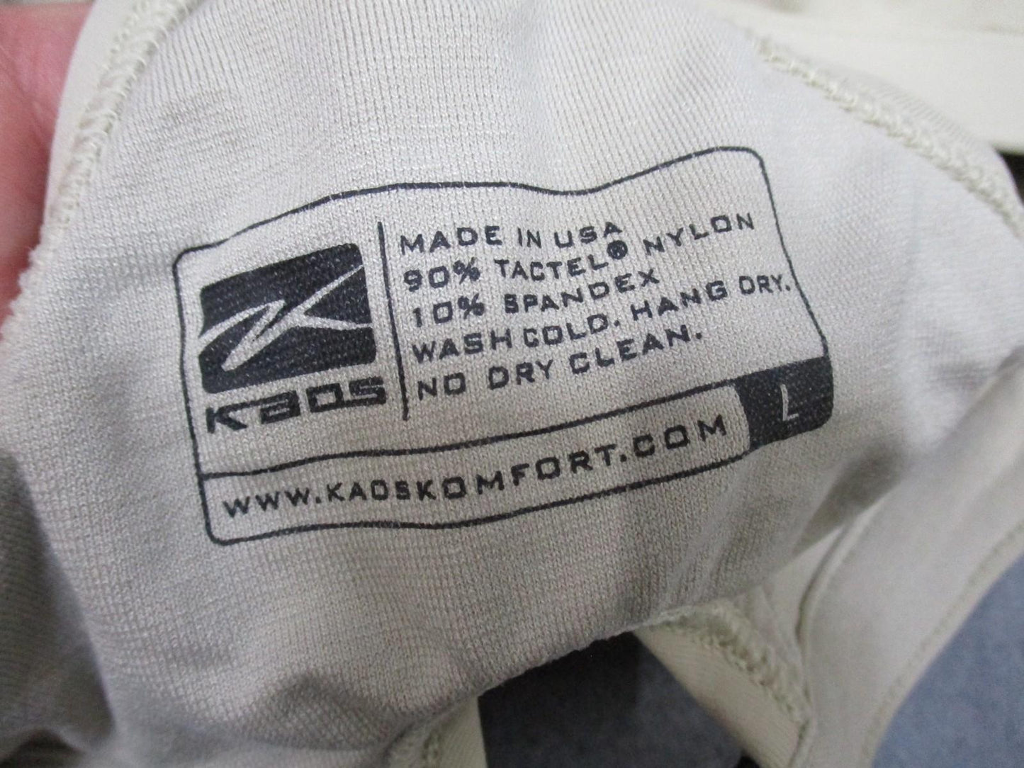 KAOS Comfort Sports Bra Racerback Tan Nylon Spandex Size L Made in USA