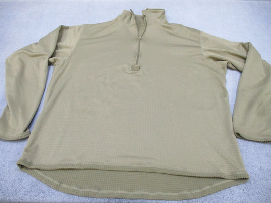 Men's 1/4 Zip Thermal Base Layer Shirt Long Sleeve Thumbholes Tan Size XL NO TAG