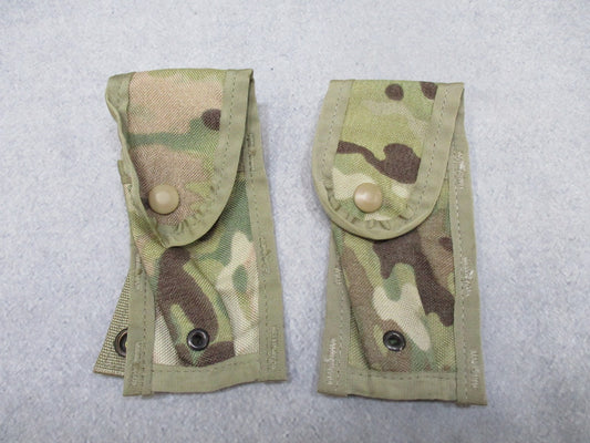 2x MOLLE II 9mm Single Magazine Pouch Tactical Duty Gear MultiCam Used VG