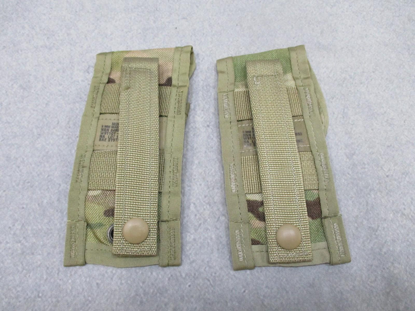 2x MOLLE II 9mm Single Magazine Pouch Tactical Duty Gear MultiCam Used VG