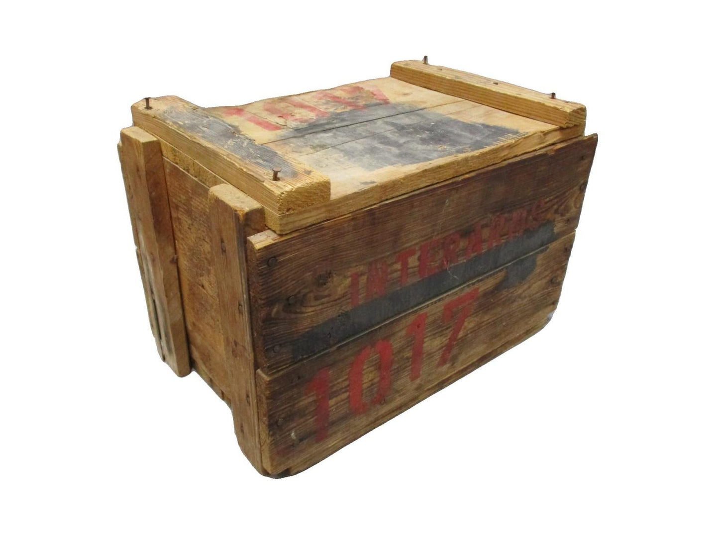 Army Vintage USSR Wooden Crate 7.62 MM Small Arms Ammunition Box w/ Lid