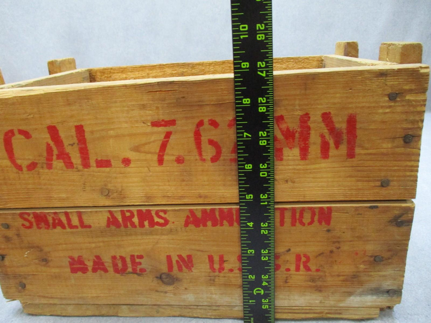 Army Vintage USSR Wooden Crate 7.62 MM Small Arms Ammunition Box w/ Lid