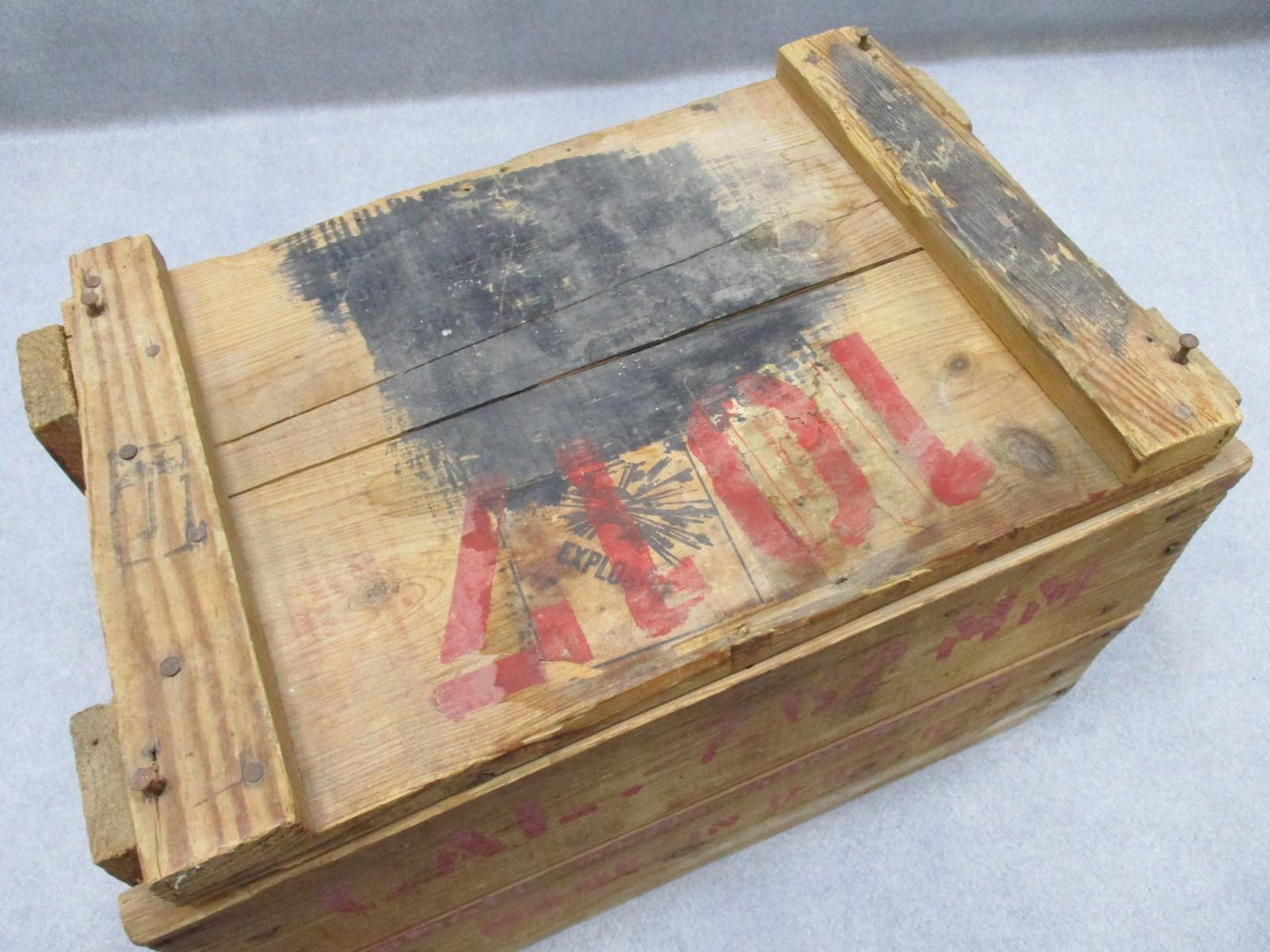 Army Vintage USSR Wooden Crate 7.62 MM Small Arms Ammunition Box w/ Lid