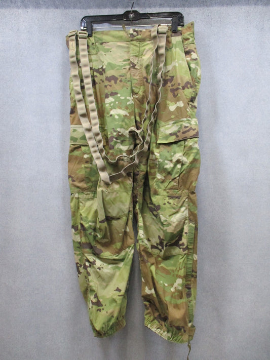 Used MultiCam Combat Pants w/ Suspenders Cargo Pockets Zippered Legs Size 36x30