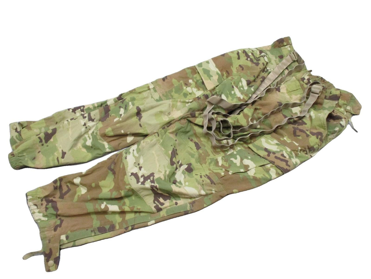 Used MultiCam Combat Pants w/ Suspenders Cargo Pockets Zippered Legs Size 36x30