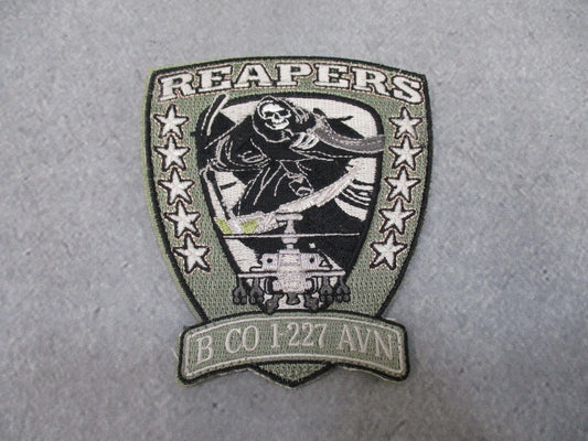 B Co 1-227 AVN Reapers Army Military Embroidered Patch Grim Reaper Helicopter