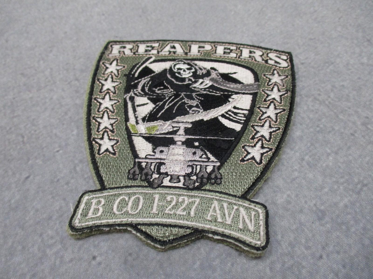 B Co 1-227 AVN Reapers Army Military Embroidered Patch Grim Reaper Helicopter