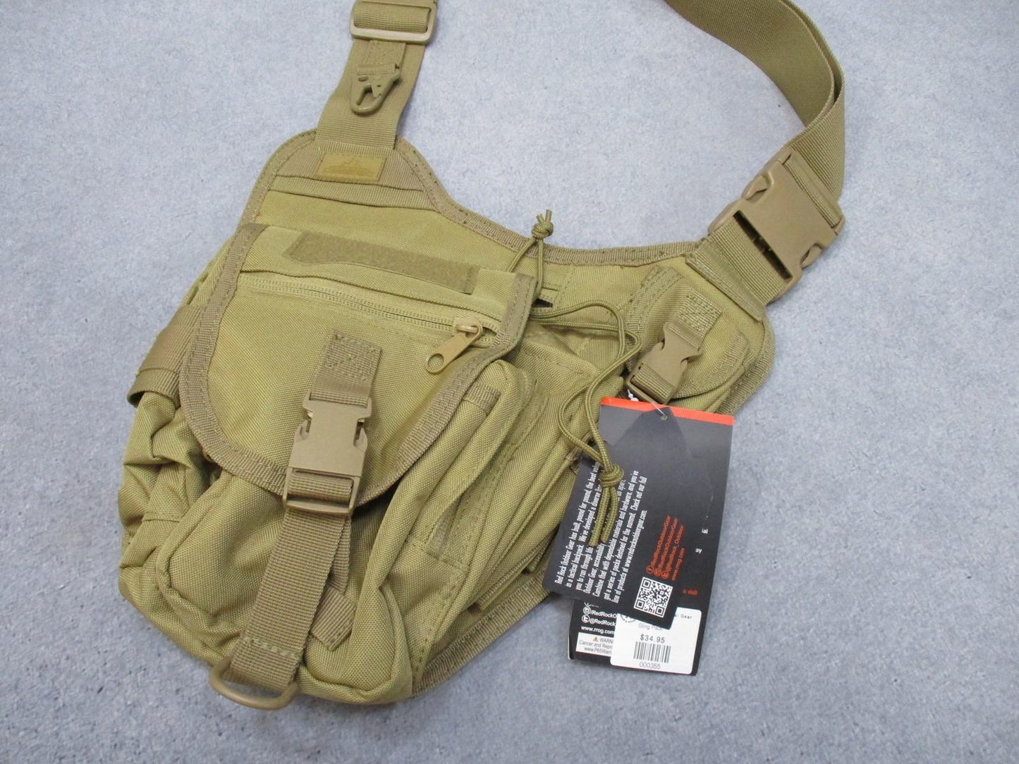 Red Rock Outdoor Gear Sidekick Sling Bag Tactical Tan Ambidextrous Strap CCW