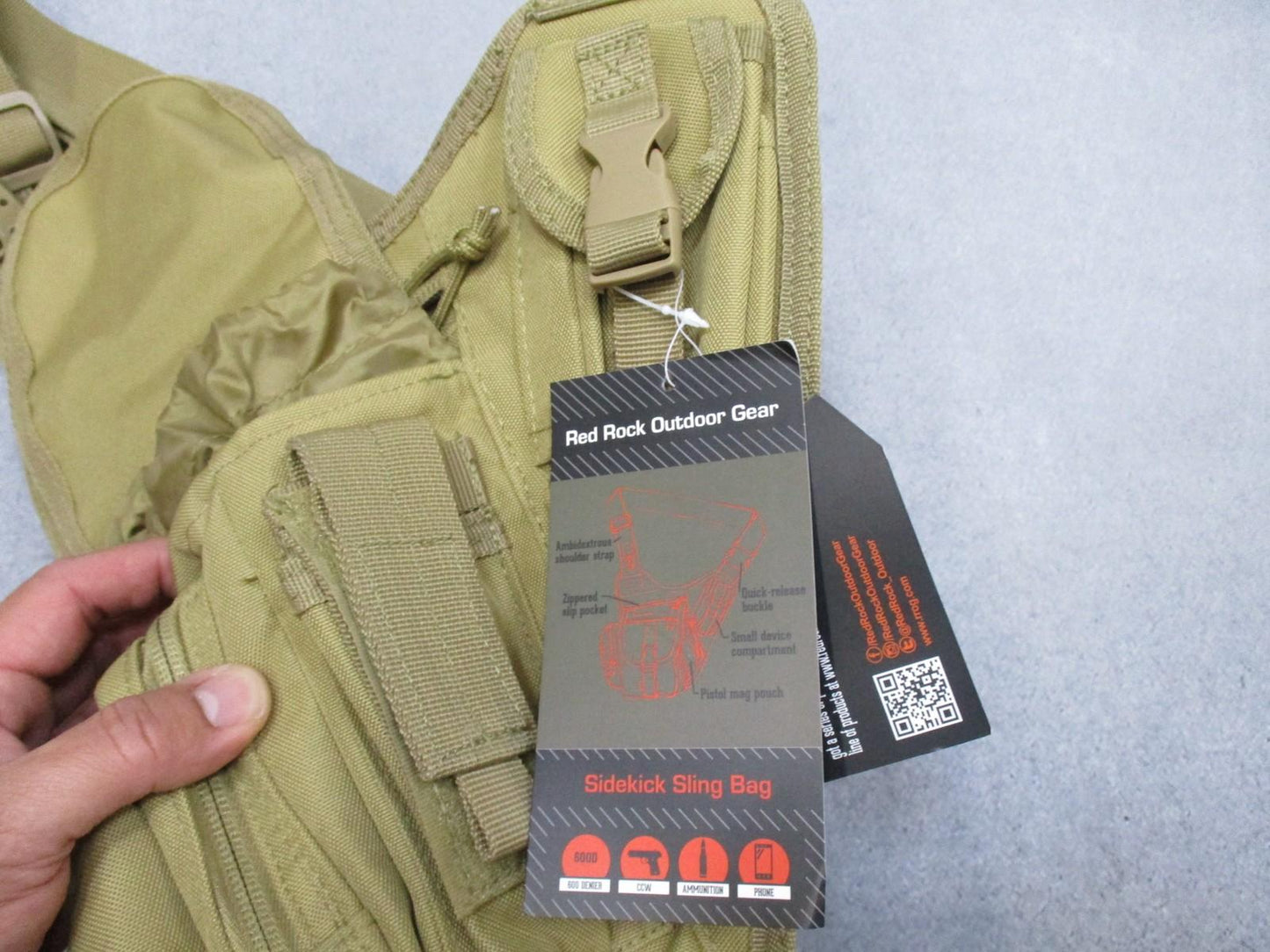 Red Rock Outdoor Gear Sidekick Sling Bag Tactical Tan Ambidextrous Strap CCW