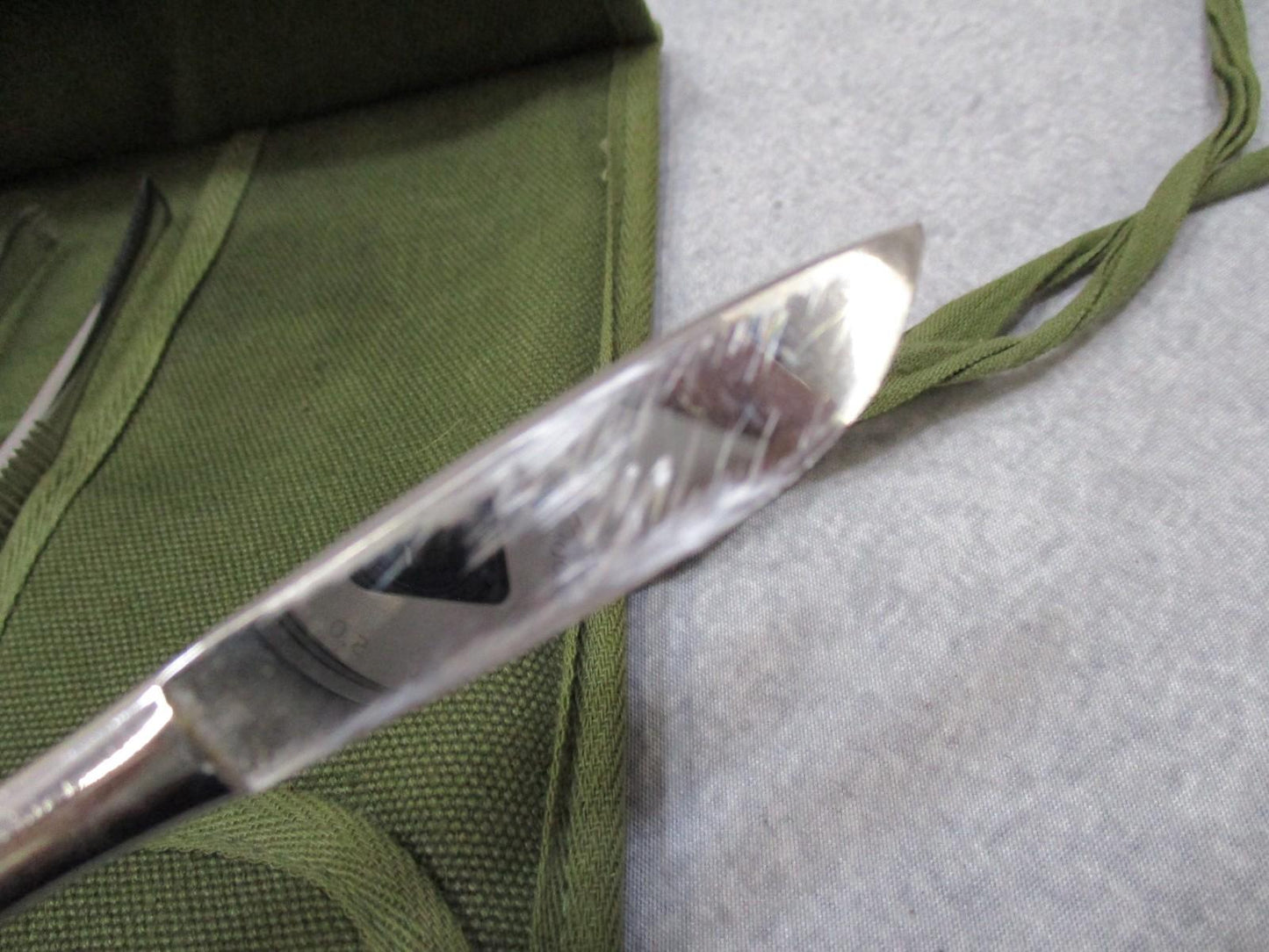 Vintage Surgical Instrument Roll Kit w/ Scalpel Scissors Forceps - Germany/USA