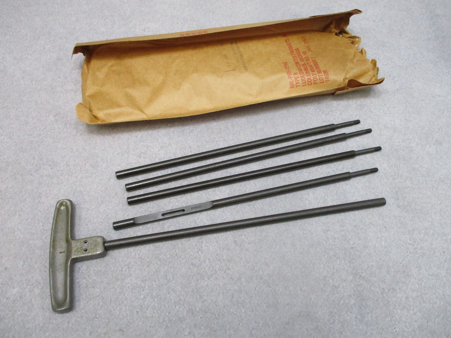 Vintage USGI Military .50 Cal Small Arms Cleaning Rod Set w/ T-Handle