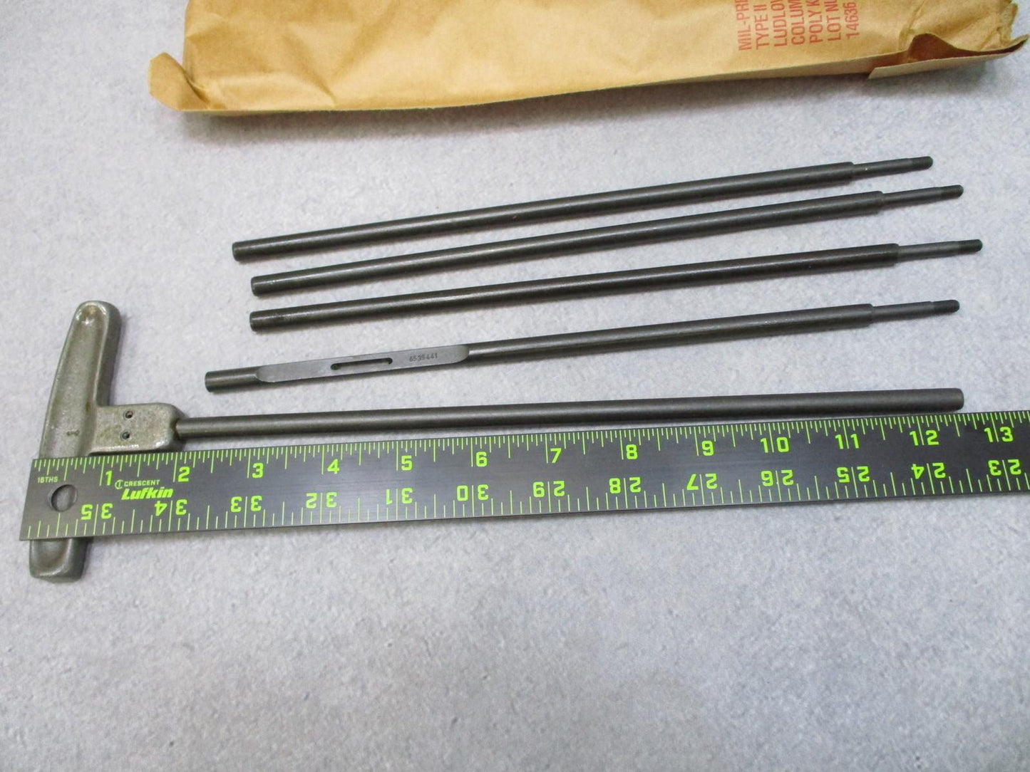 Vintage USGI Military .50 Cal Small Arms Cleaning Rod Set w/ T-Handle