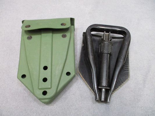US Military Folding Shovel Ames w/ Case Serrated Edge Camping Hiking Tool