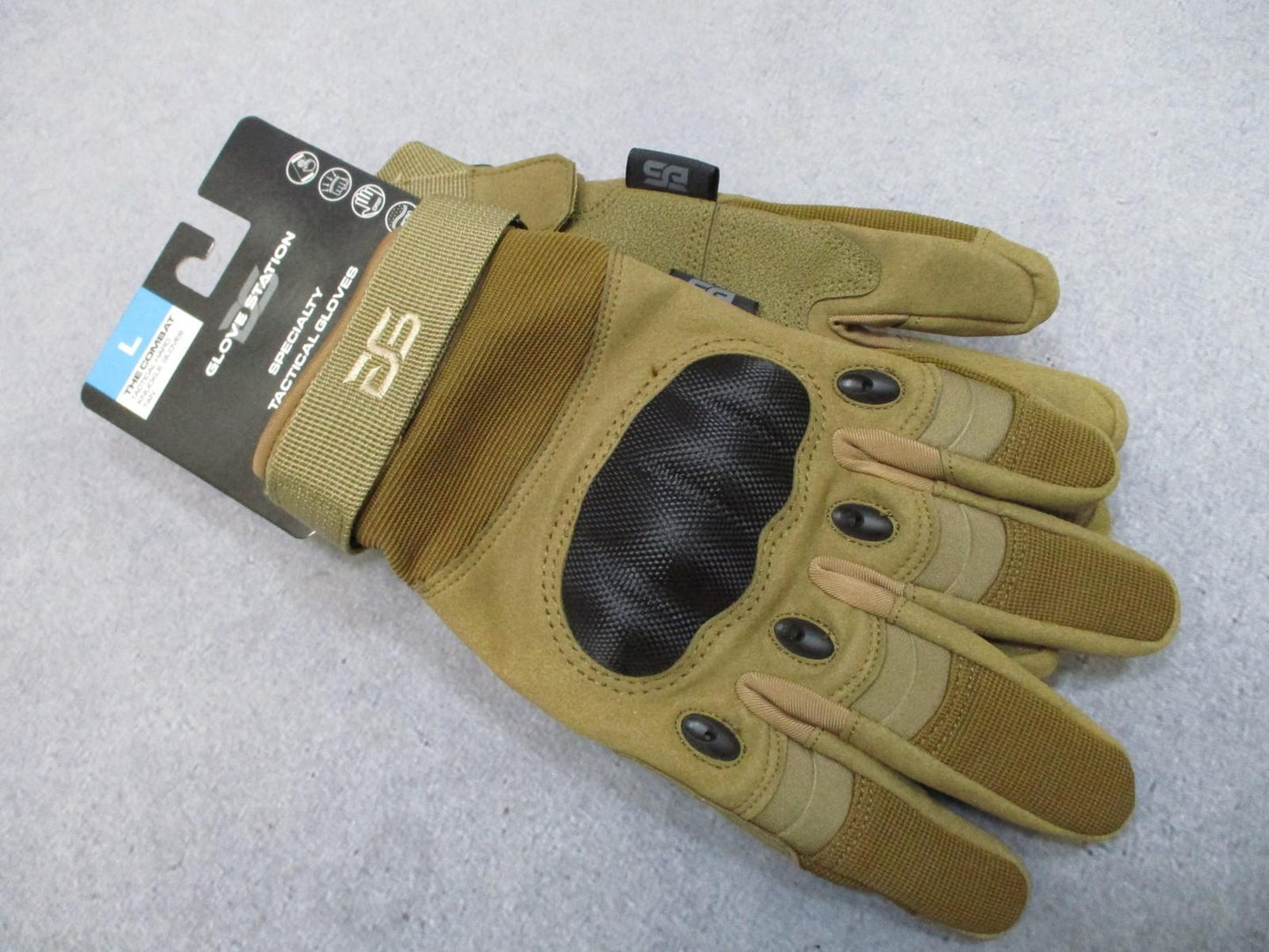 Glove Station Tactical Hard Knuckle Gloves L Tan CFT Touchscreen New Coyote