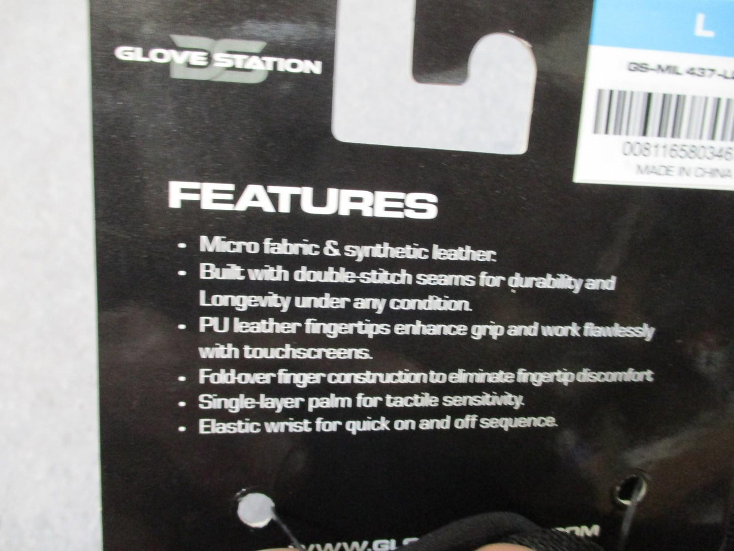 Glove Station Impulse Tactical Gloves Black Size L High Dexterity Touchscreen
