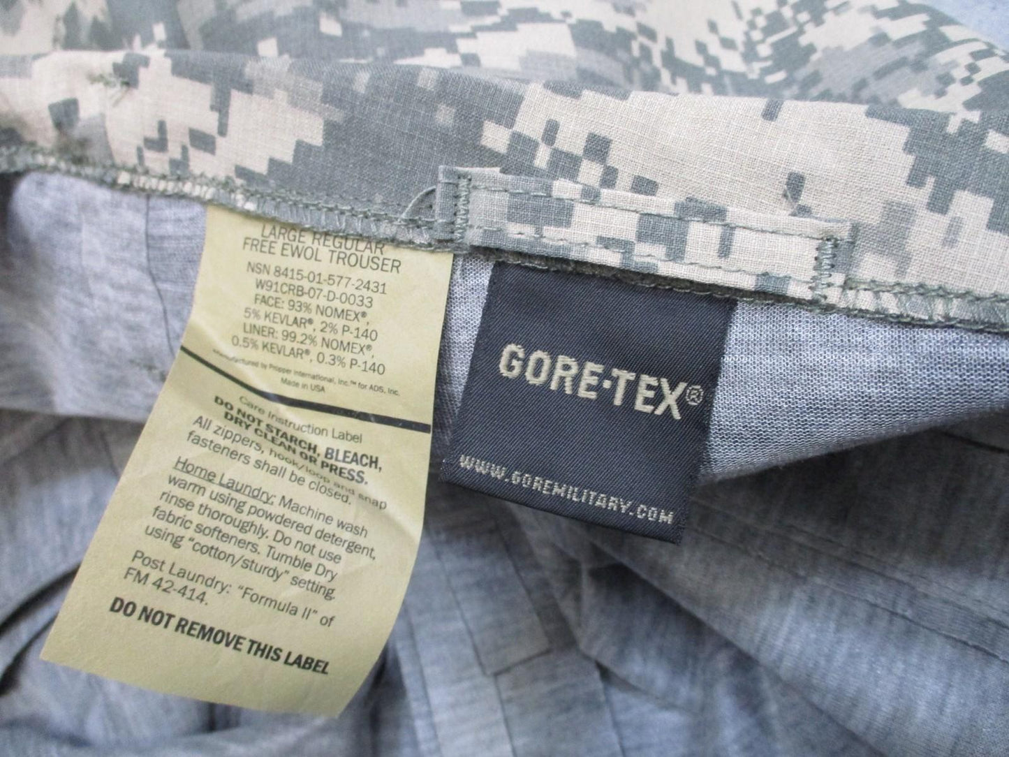 NEW Gore-Tex FREE EWOL TROUSER Large Regular Digital Camo Fire Resistant Pants