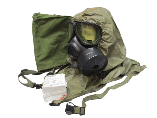 USGI M40 Gas Mask Medium w/ Filter Hood Lens Covers Bag Drinking Tube