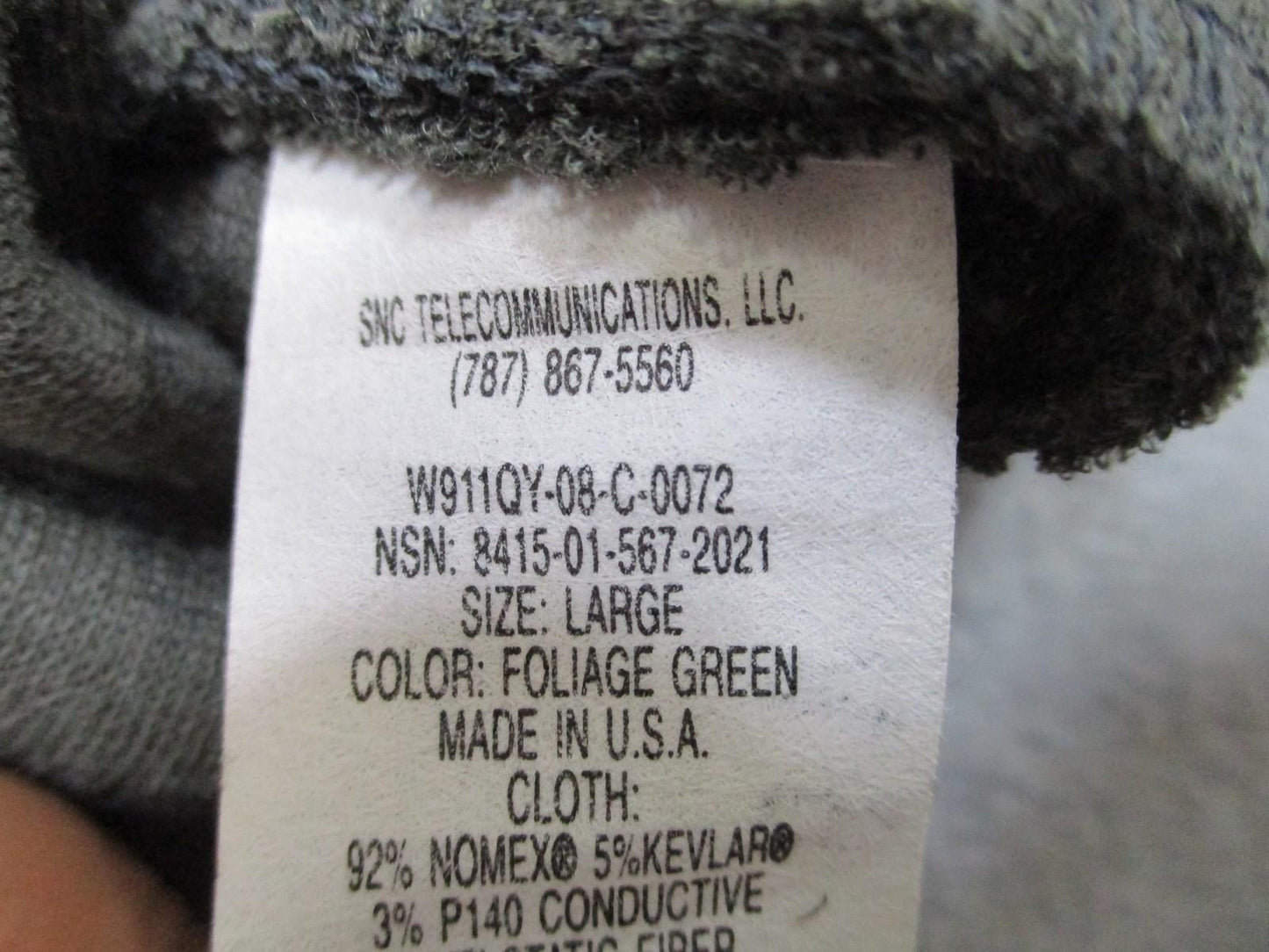 US Military FR Nomex Flight Gloves Large Foliage Green Combat Glove