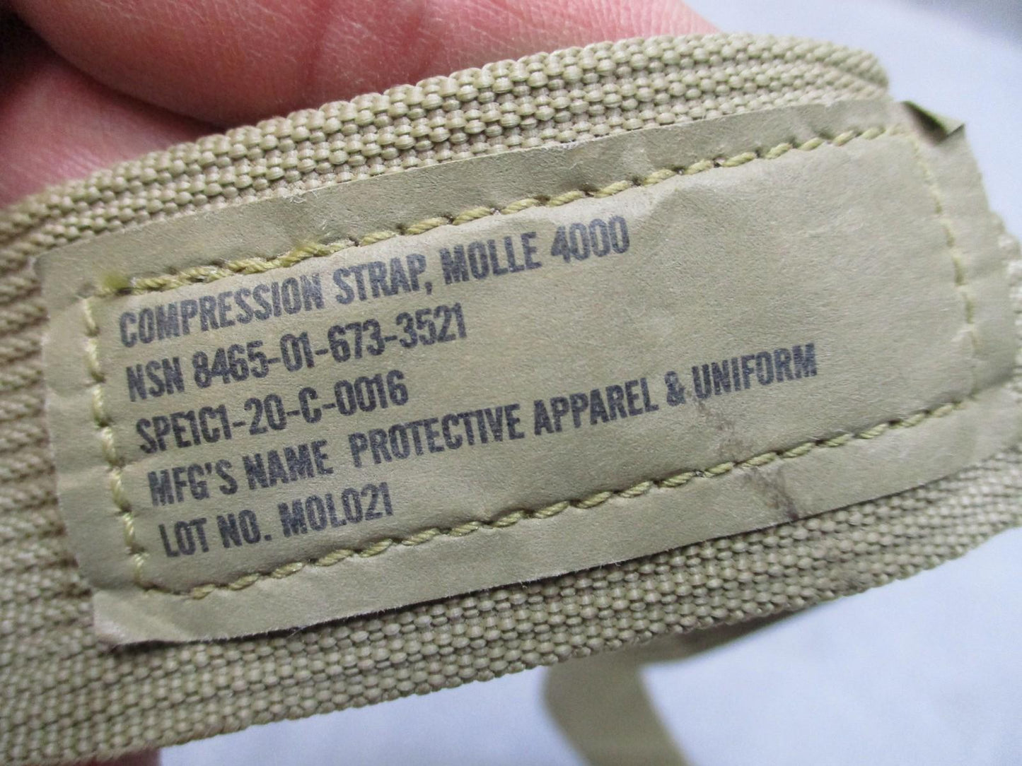 MOLLE 4000 Ruck Compression Strap Tactical Gear Tan NSN 8465-01-673-3521