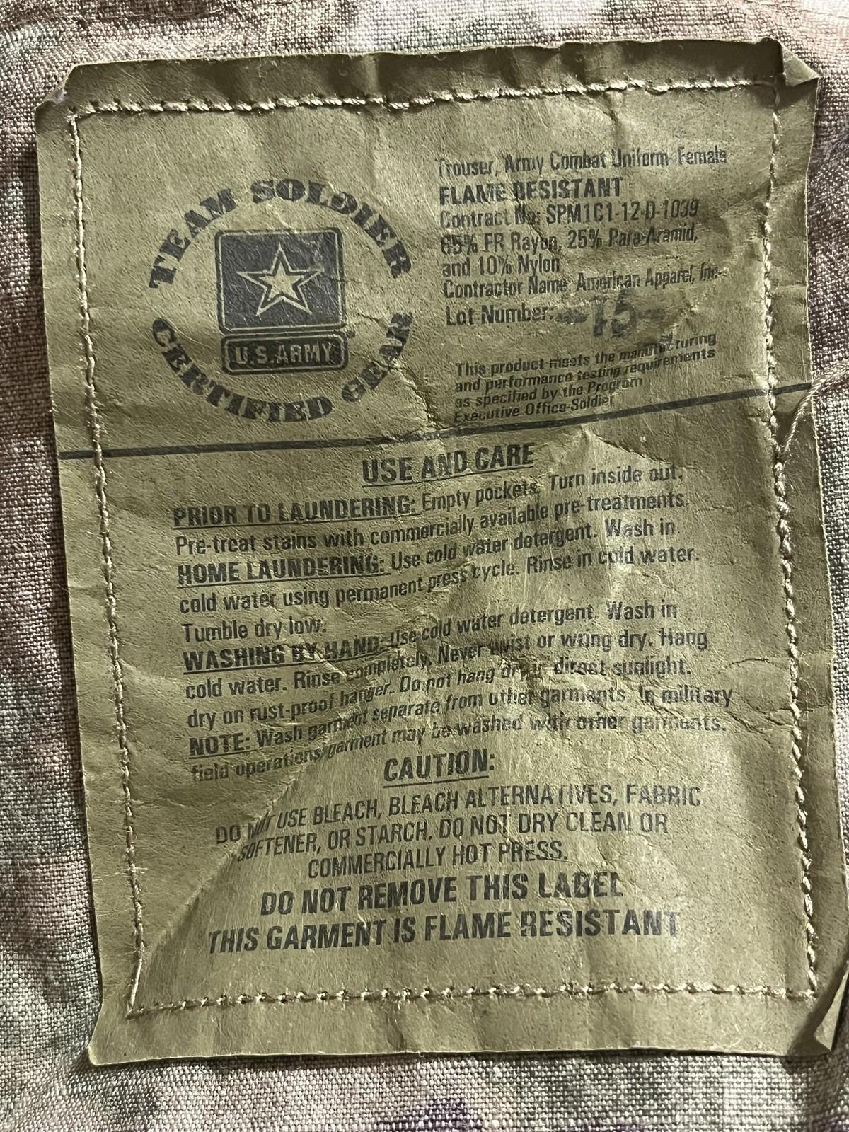 US Army OCP Scorpion Combat Uniform Pants Female Flame Resistant Size 31-Short
