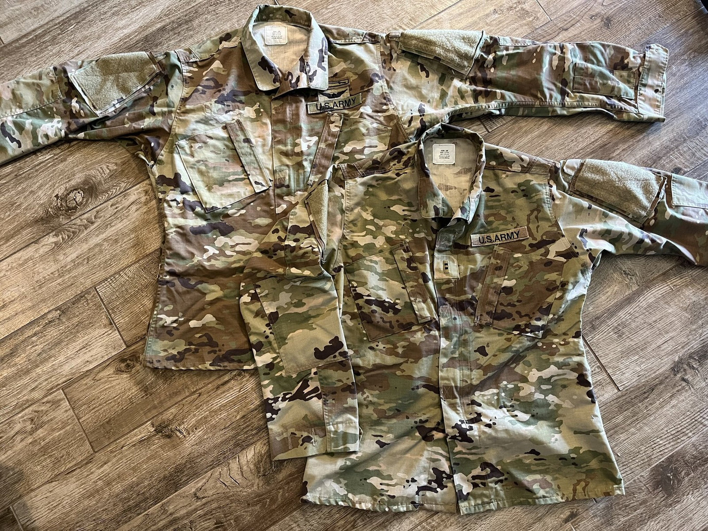 2x U.S. Army OCP Scorpion Combat Uniform  Coat w/ Patches Medium/Long