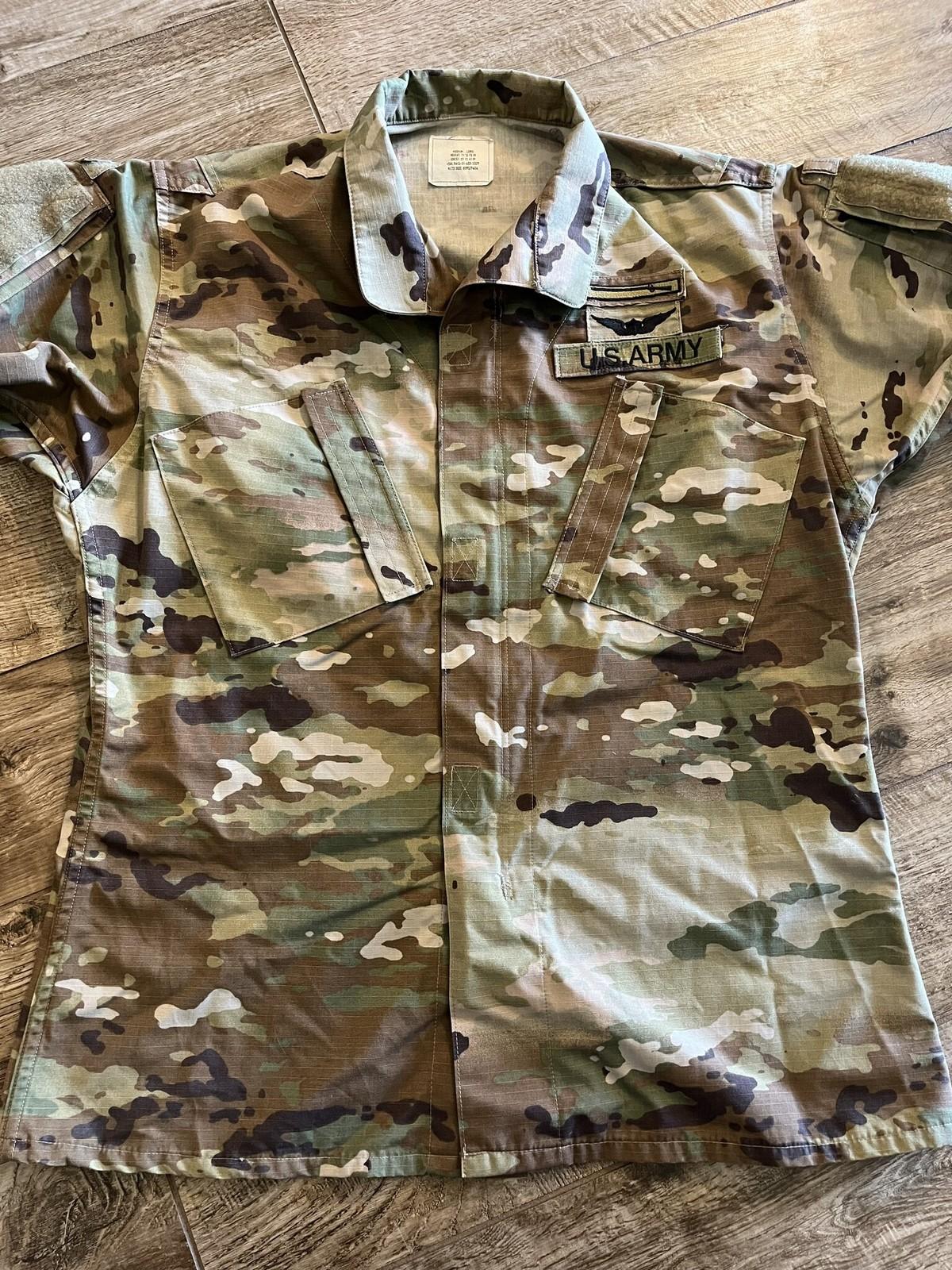2x U.S. Army OCP Scorpion Combat Uniform  Coat w/ Patches Medium/Long