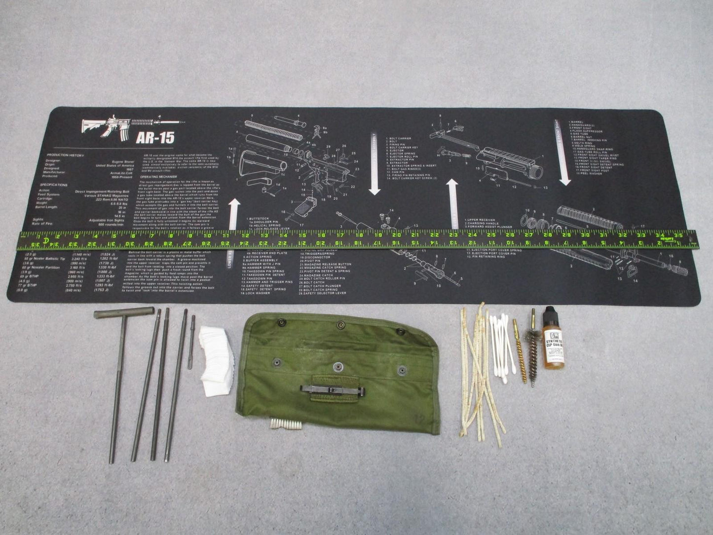 USGI 5.56/.223 Rifle Cleaning Kit Bundle w/ Tactical Cleaning Mat & CLP Oil