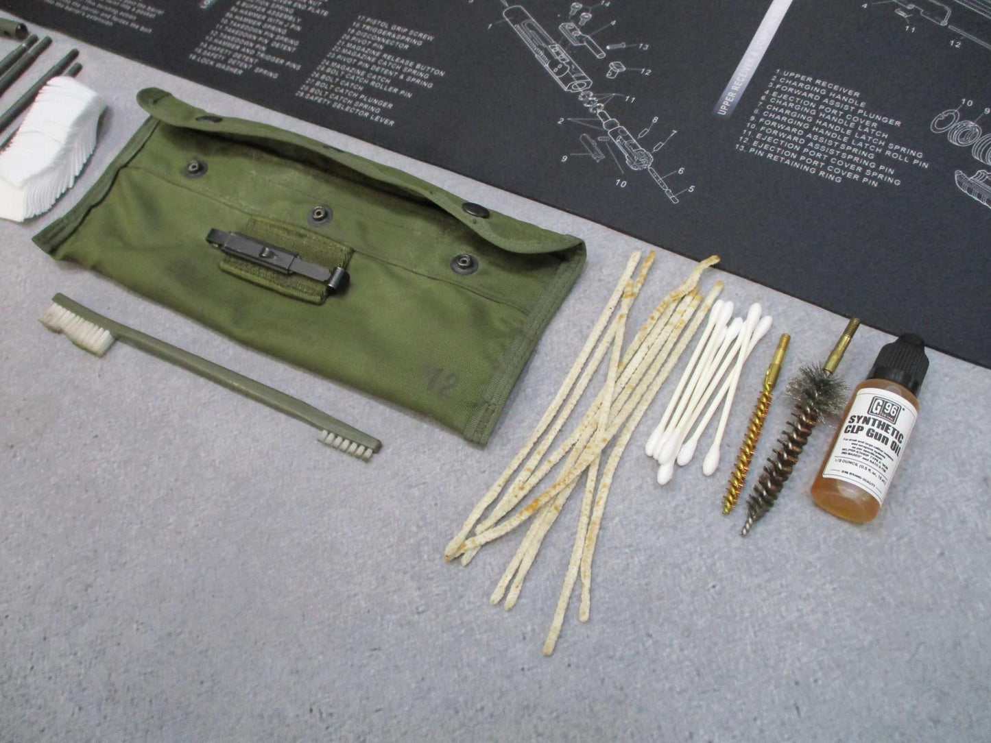 USGI 5.56/.223 Rifle Cleaning Kit Bundle w/ Tactical Cleaning Mat & CLP Oil