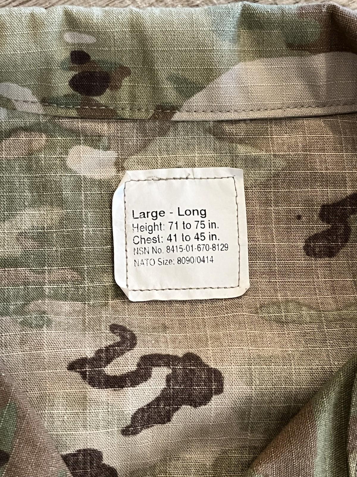 US Army OCP Scorpion Hot Weather Combat Uniform Shirt Jacket Large-Long