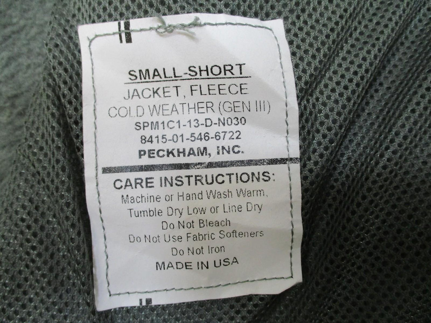 US Army Polartec Fleece Jacket Cold Weather GEN III Mens Small-Short Full Zip