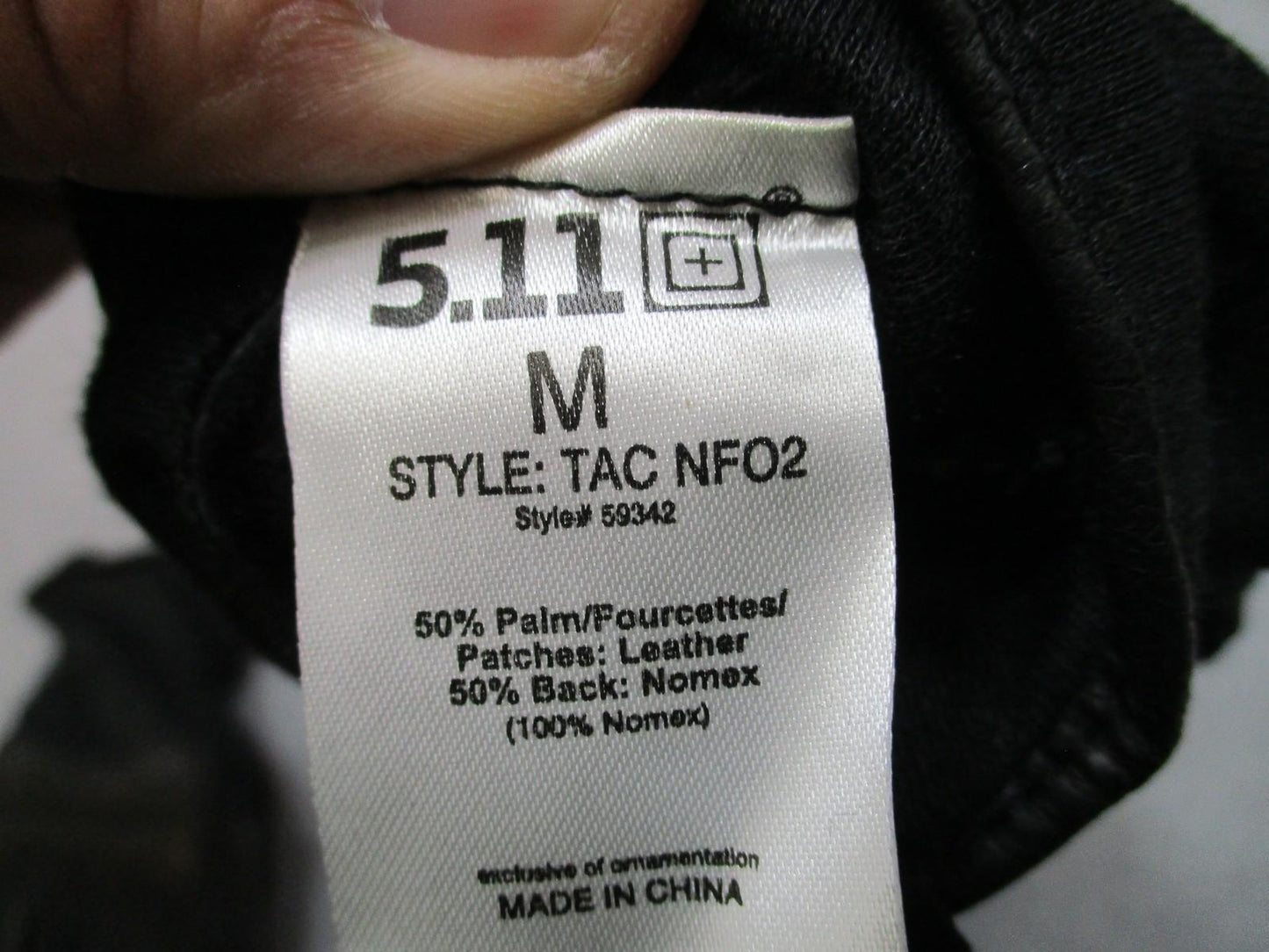 5.11 Tactical TAC NF02 Gloves Medium Leather Nomex Black Used - Very Good