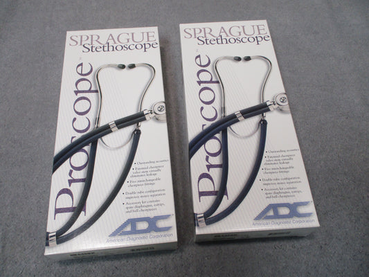 ADC Proscope 640BK Sprague Rappaport stethoscopes 2-pack in black with 24-inch tubing