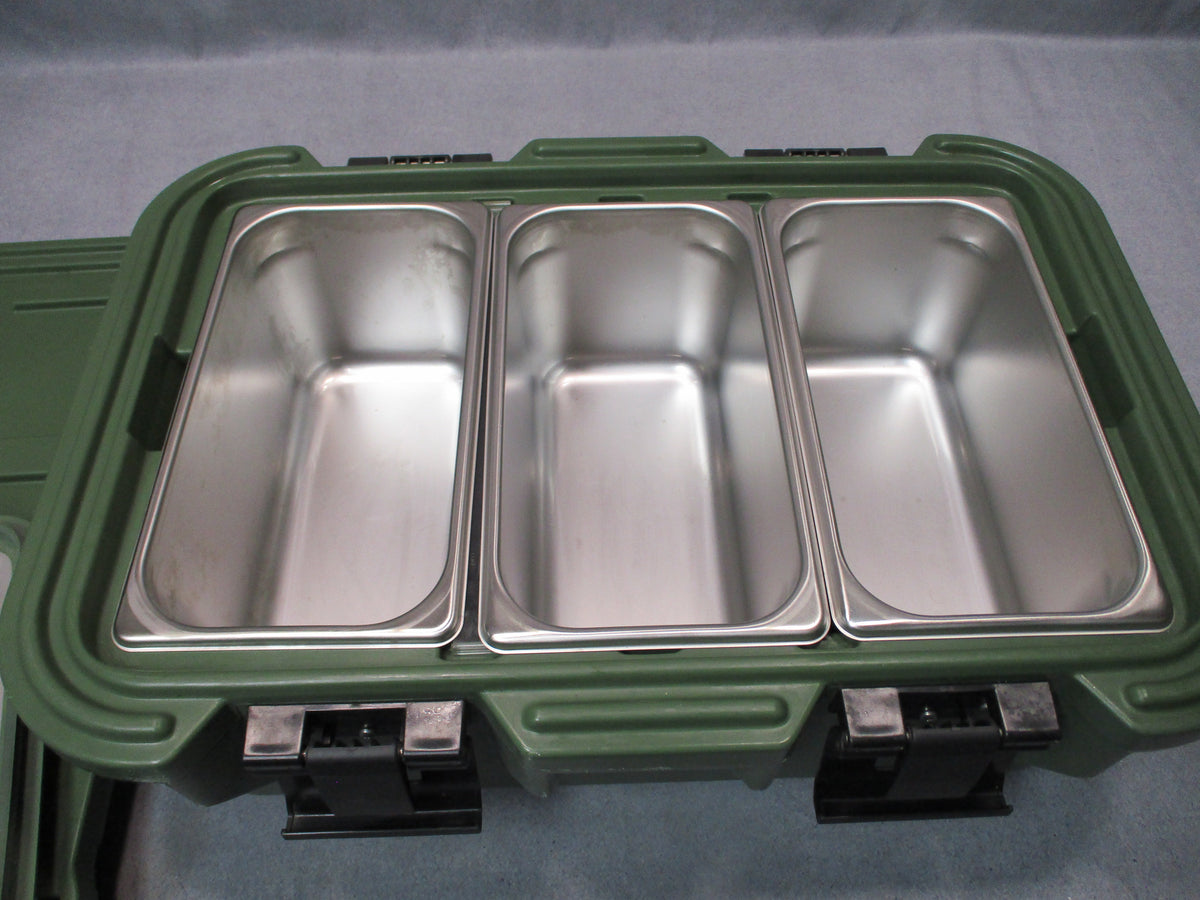 Cambro UPCS160 OD green insulated food carrier with three pans and lids 博众