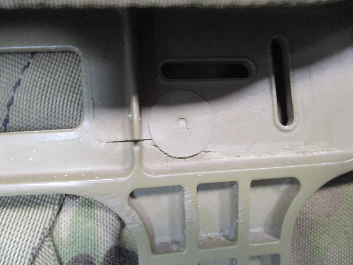 MOLLE 4000 Airborne Test Item rucksack in OCP camo with cracked frame, used condition