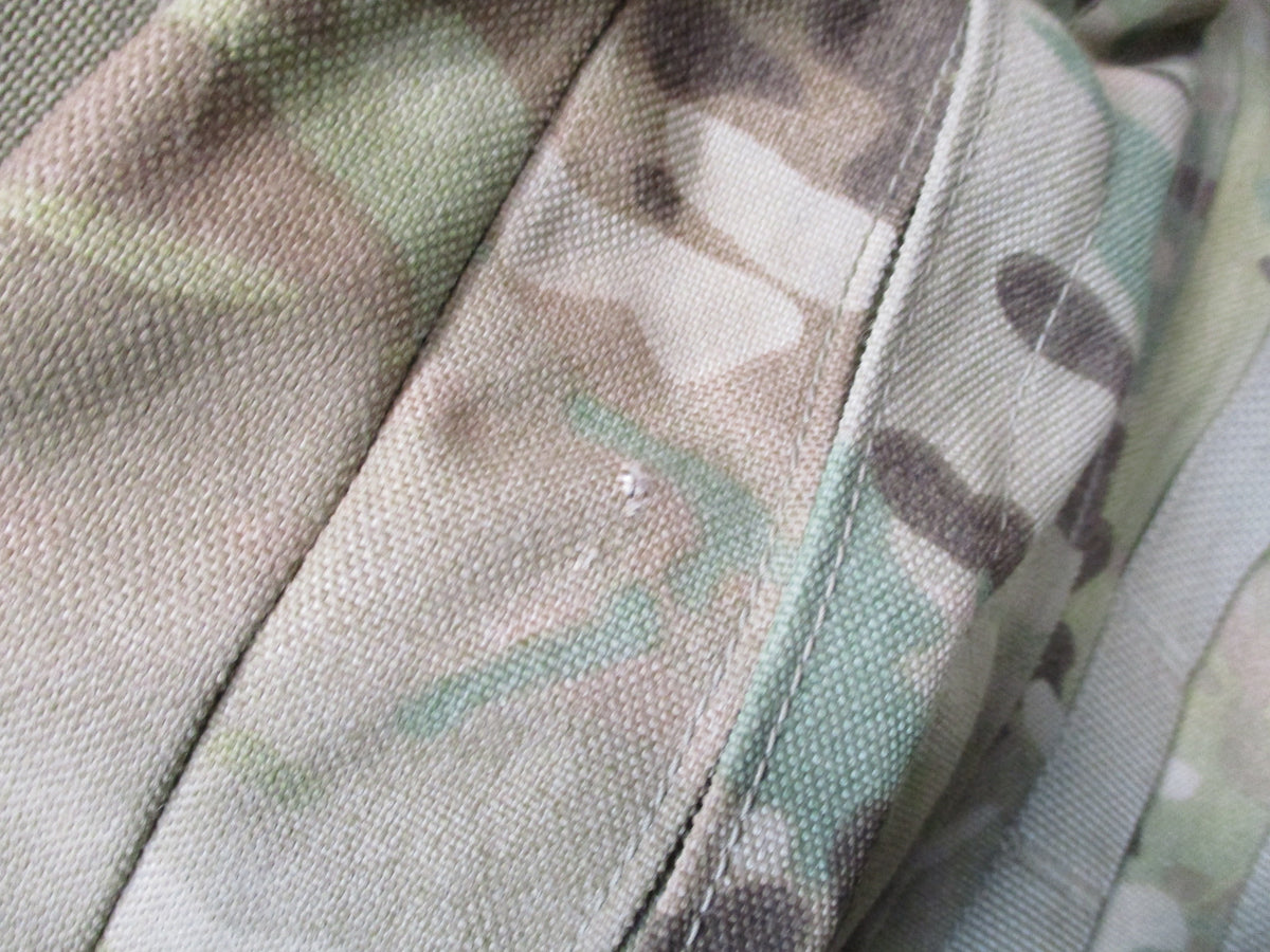 MOLLE 4000 Airborne Test Item rucksack camo pack with cracked frame, used fair condition