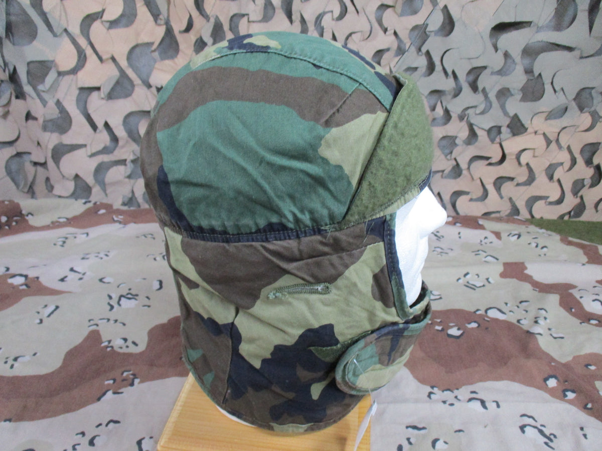 USGI Woodland Cold Weather Insulating Helmet Liner Cap Ear Flaps Army Surplus