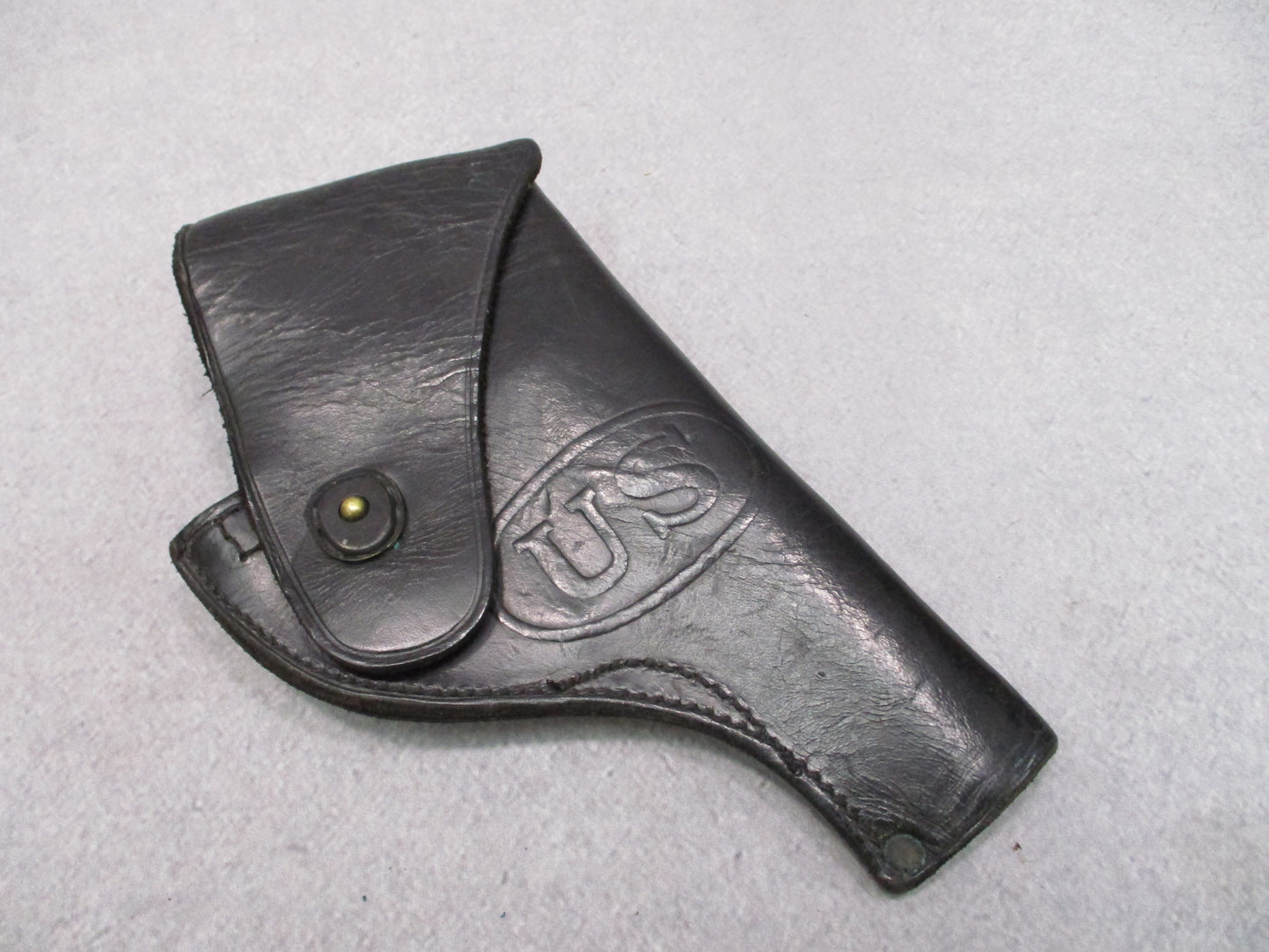 US Military Black Leather .38 Revolver Flap Holster 4 Inch Barrel USGI MP Vietna