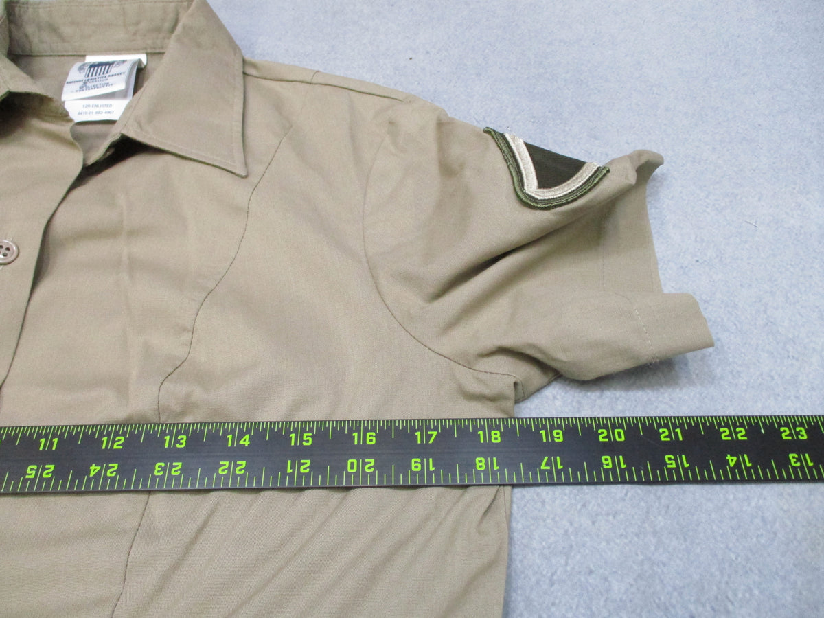 US Army AGSU Women's Short Sleeve Overblouse 12R Tan 566 PFC Dress Shirt