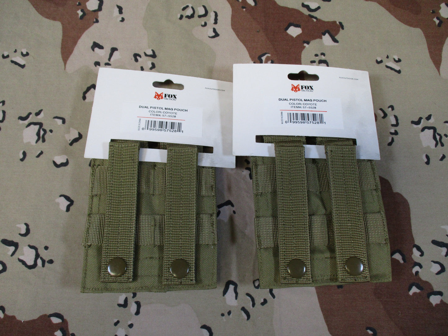 Fox tactical pistol mag pouch two pack tactical lot molle coyote brown