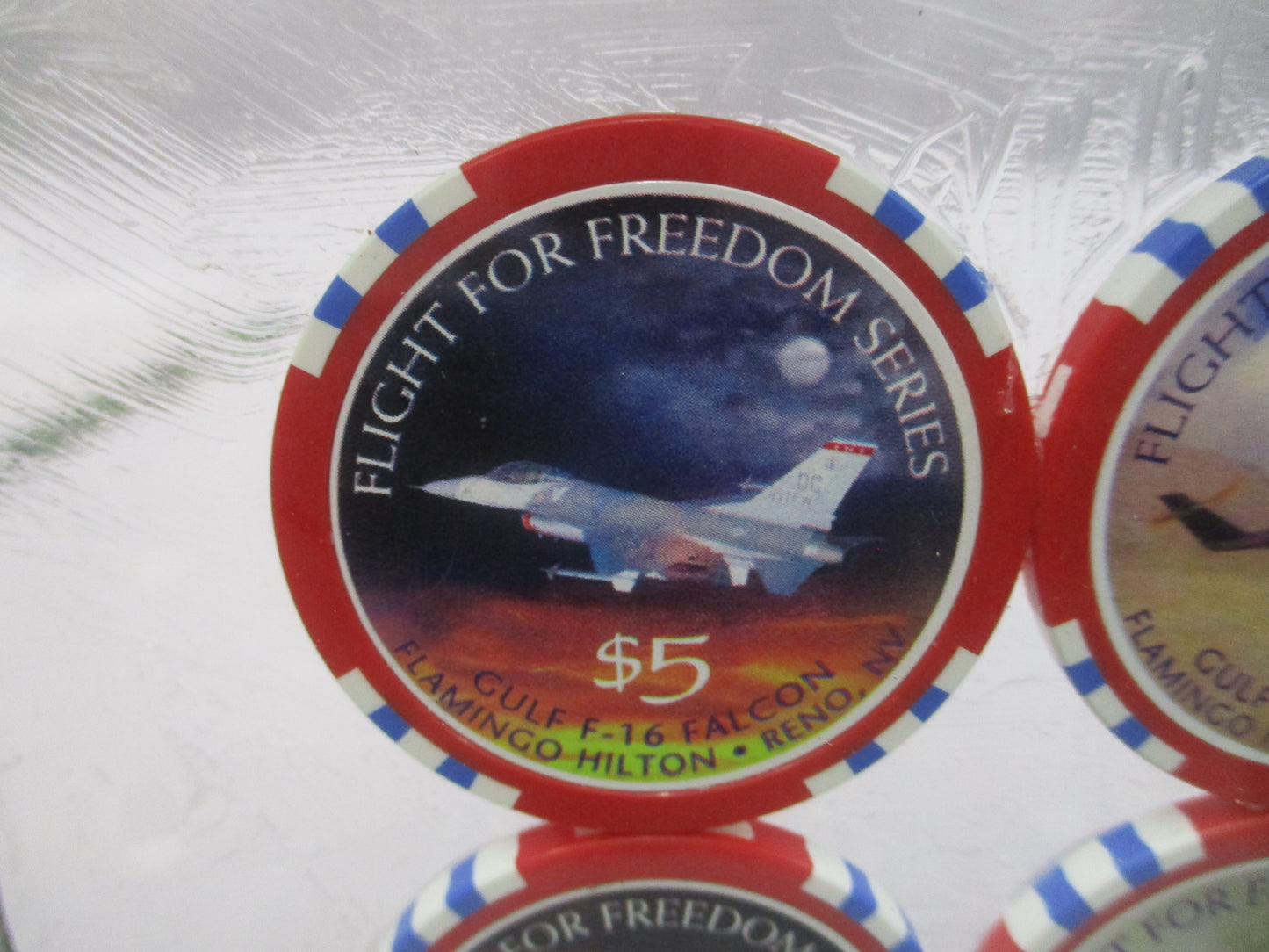 Flamingo Hilton Reno Flight for Freedom Casino Chip Display 12 Chip Framed 1997