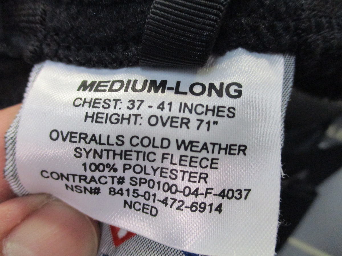 USGI Polartec Cold Weather Fleece Bib Overalls ECWCS Black Military Pants