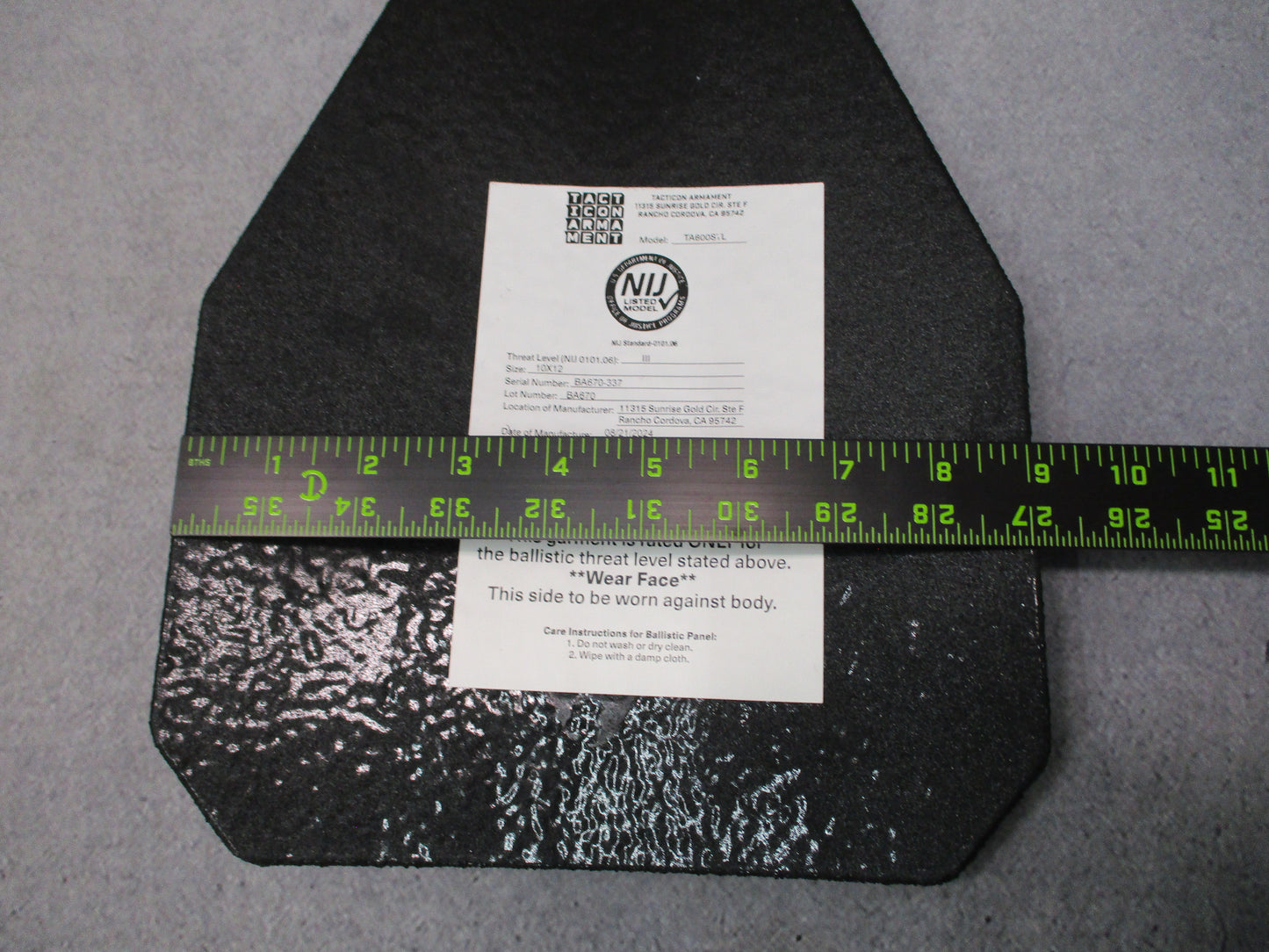 Tacticon Armament TA600STL Level III 10x12 Plate Set Pair Pre-Owned