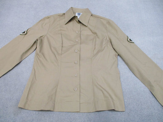 US Army AGSU Women's Long Sleeve Dress Shirt 10R Tan 566 PFC Garrison Collection