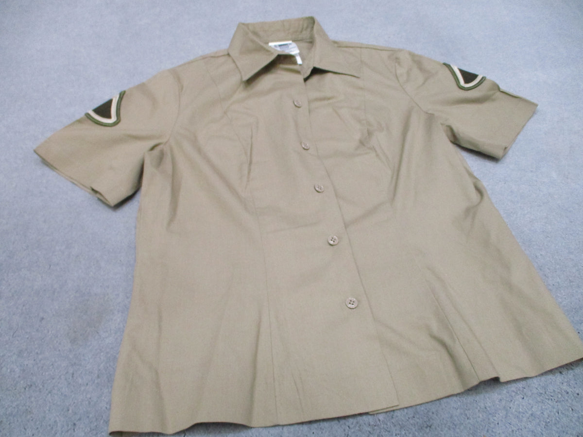 US Army AGSU Women's Short Sleeve Overblouse 12R Tan 566 PFC Dress Shirt