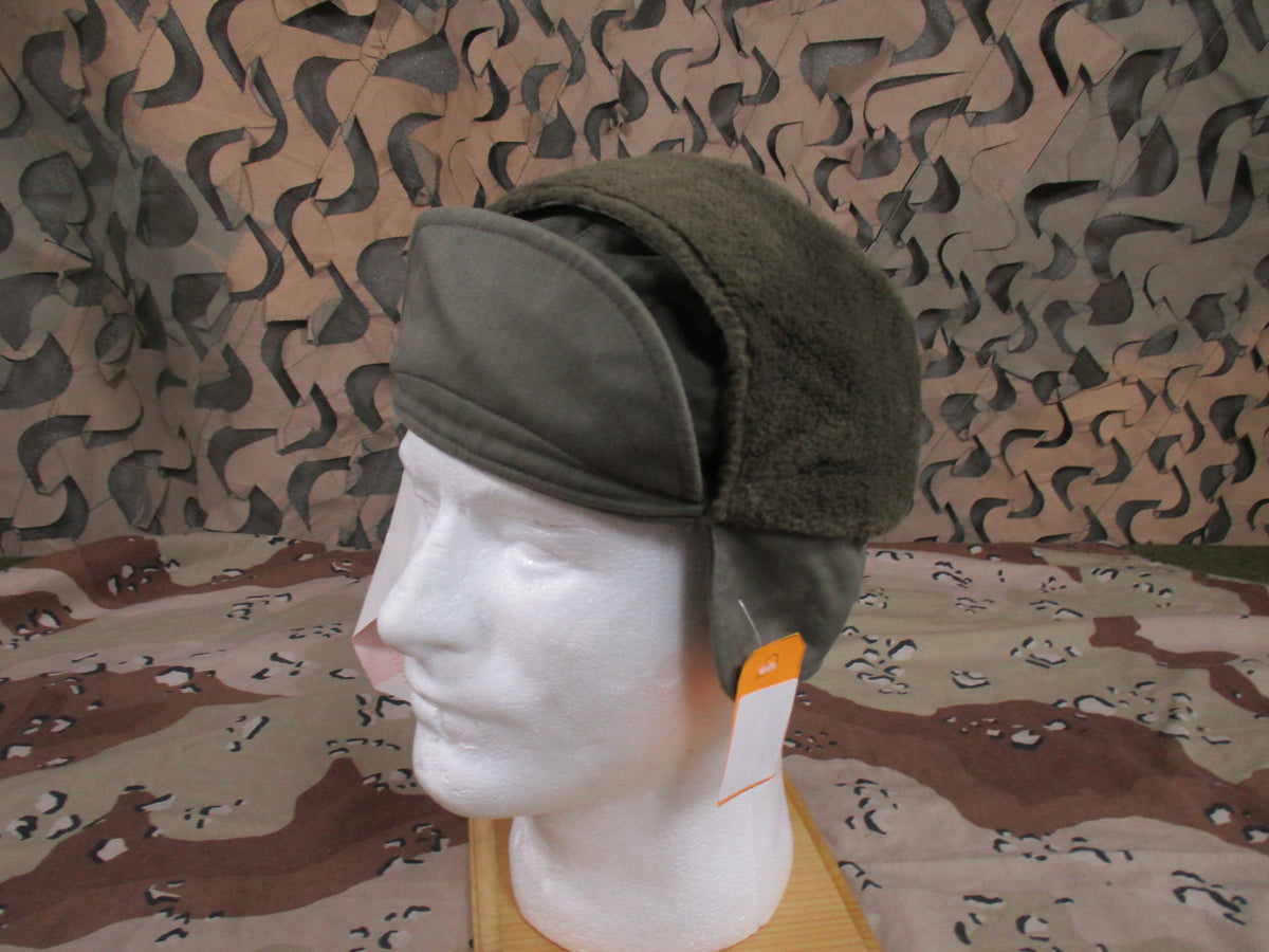 German Bundeswehr Winter Hat Size 57 Olive Green Ear Flap Cap Army Surplus