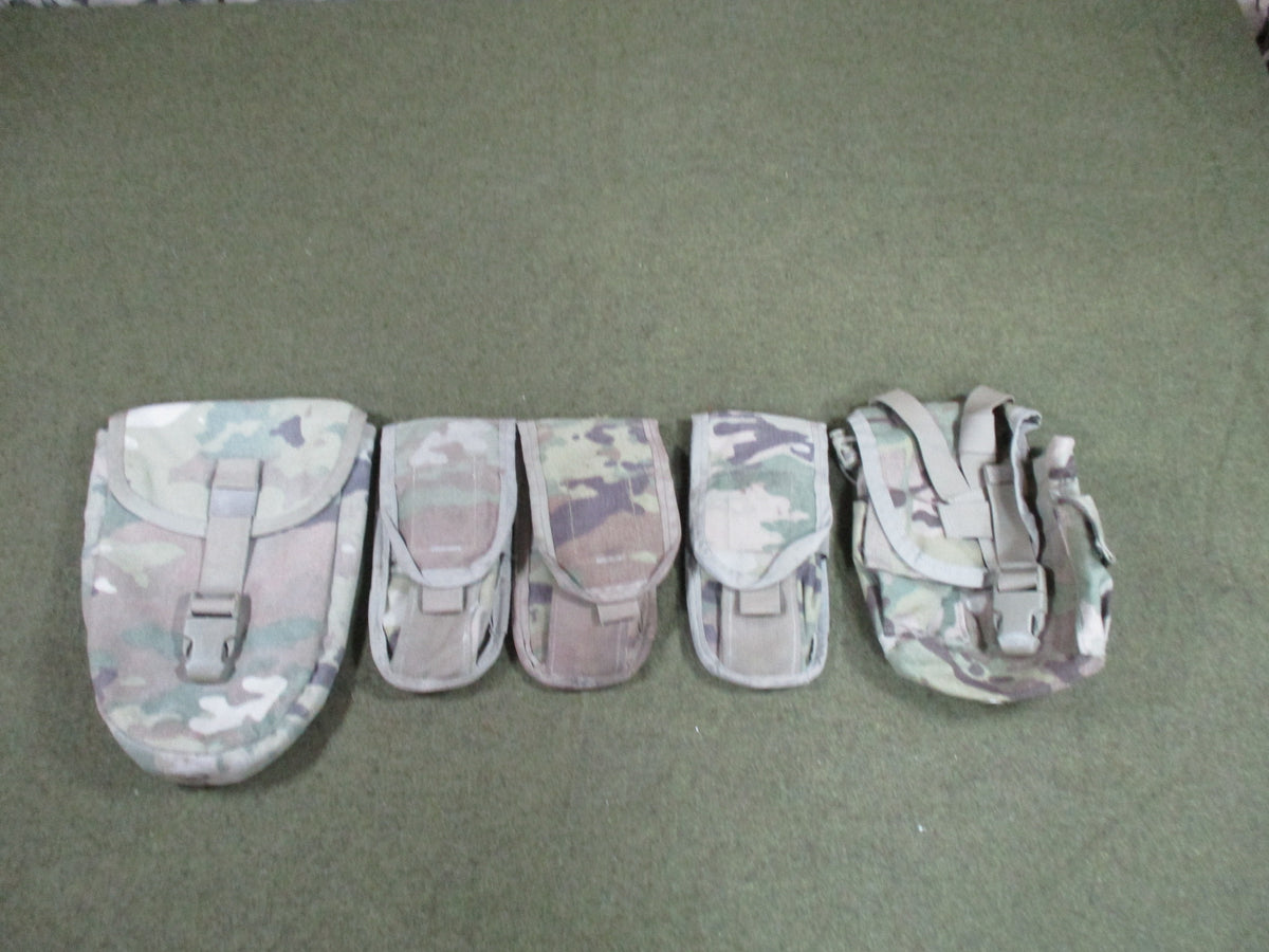 USGI OCP MOLLE II Pouch Lot 5 Pc E Tool Canteen 3 Double Magazine Army Surplus
