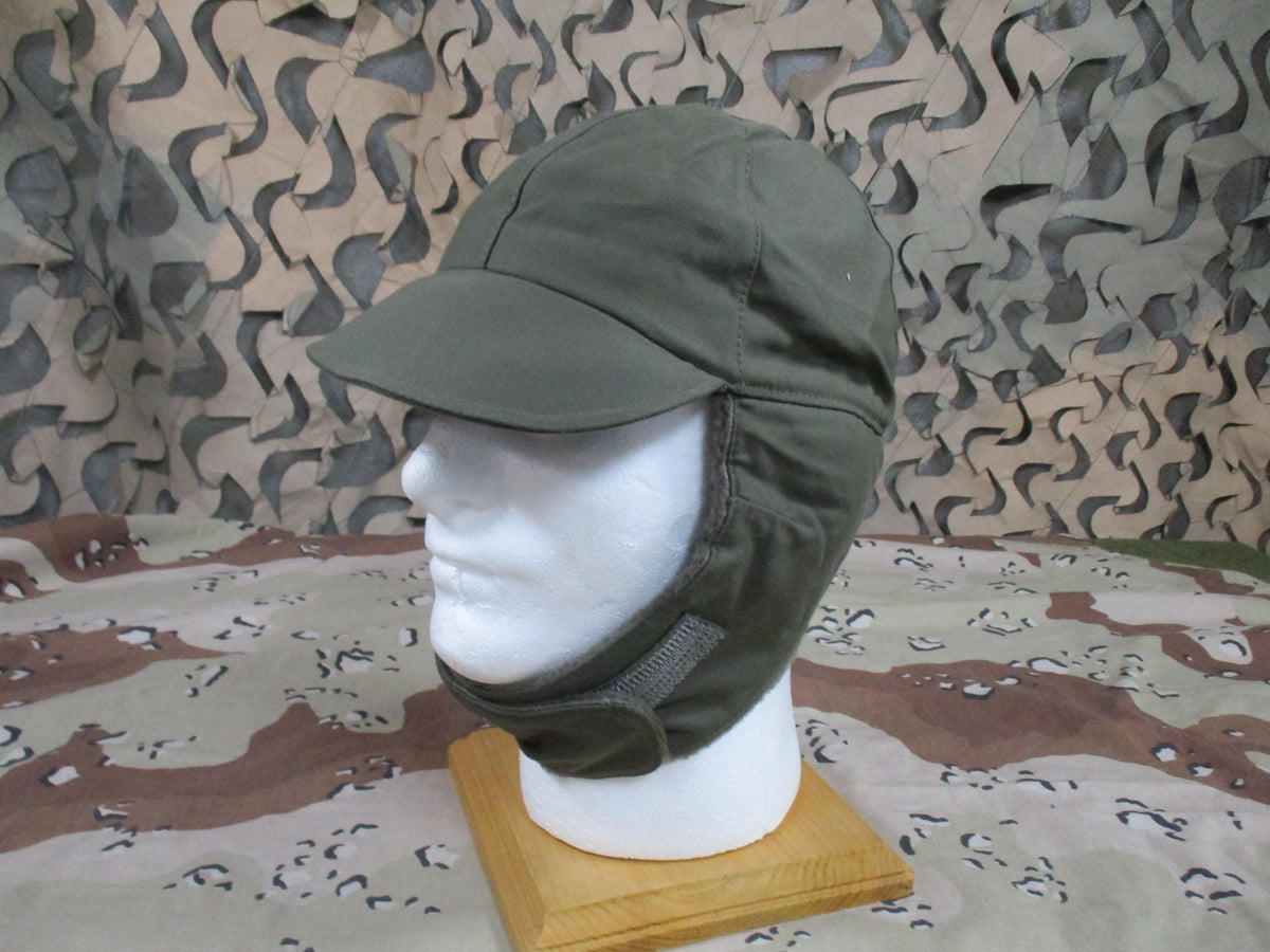 German Bundeswehr Winter Hat Size 55 Olive Green Ear Flap Cap Army Surplus