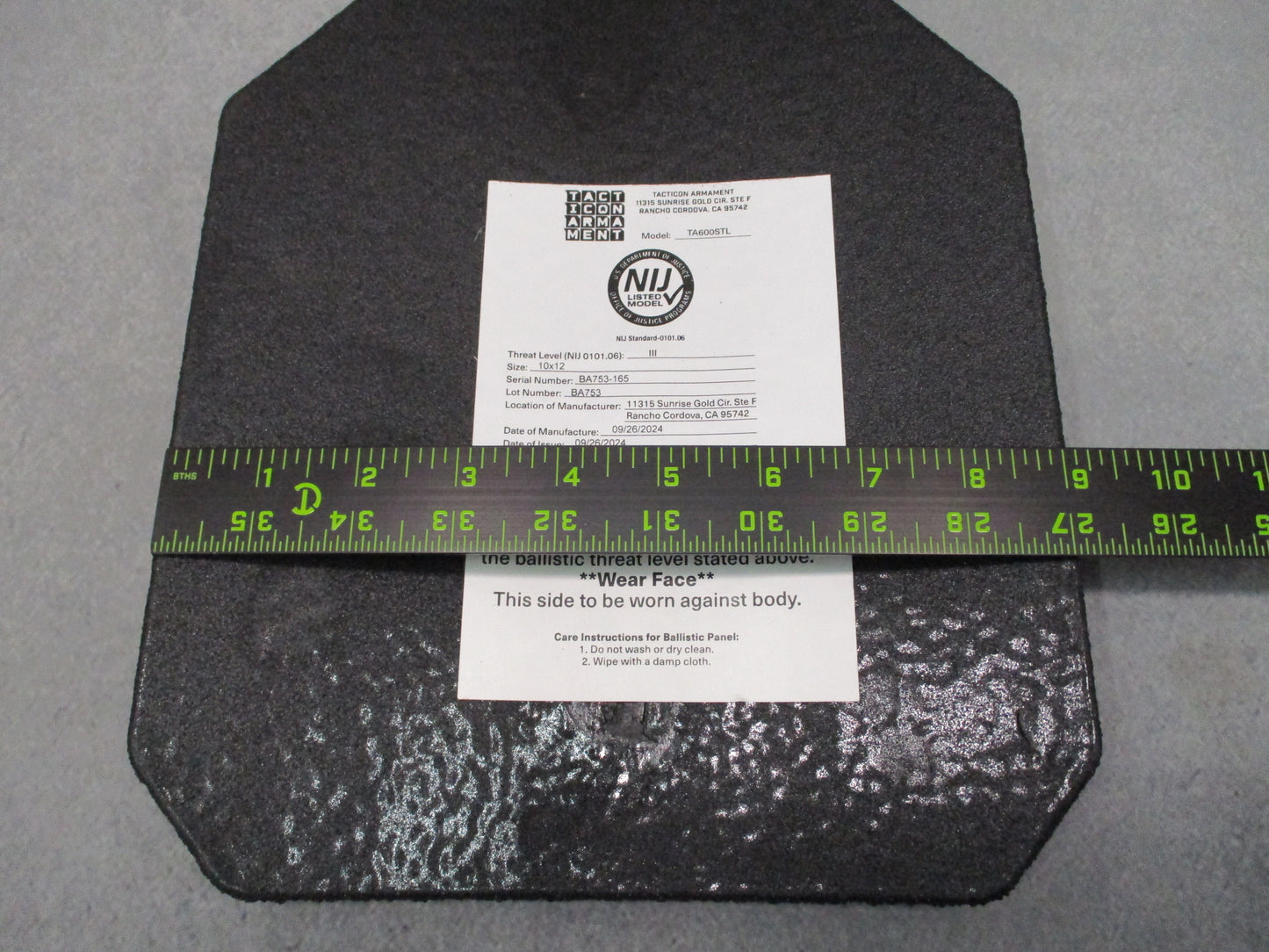 Tacticon Armament TA600STL Level III 10x12 Plate Set Pair Pre-Owned