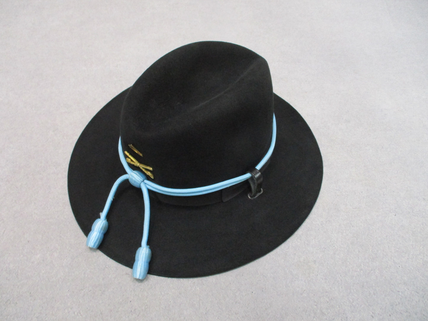 John B Stetson US Army 2nd Cavalry Hat PFC Size 6 3/4 Black Felt Used Blue Acorn