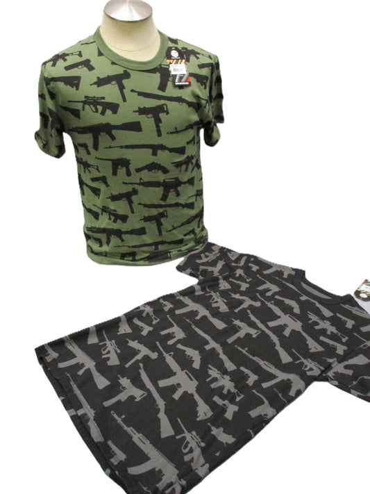Rothco Vintage Guns T-Shirt All Over Gun Print Black OD Green NWT S-XL